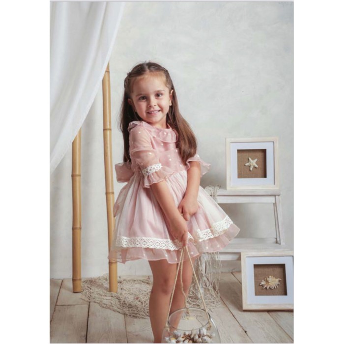Basmarti Vestido ceremonia rosa manga larga Gran Canarias 22161