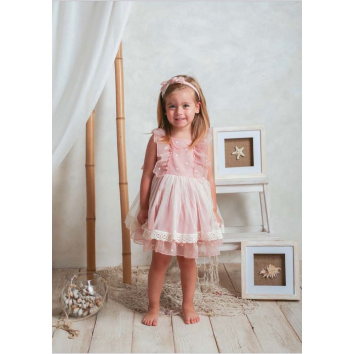 Basmarti Vestido ceremonia rosa volantes Gran Canarias 22163