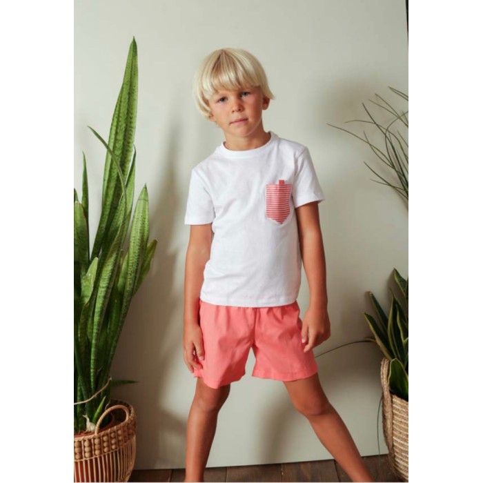 Conjunto verano niño, blanco-coral (Cuka)