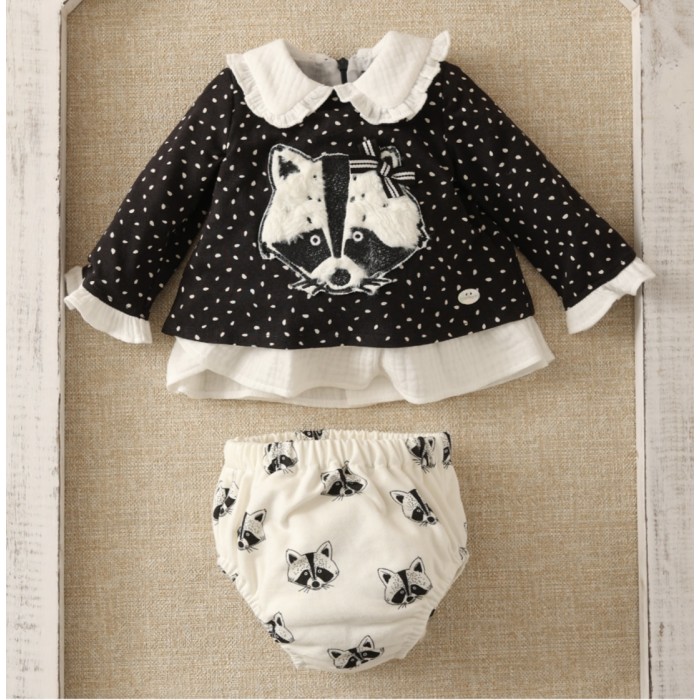Basmarti conjunto niña blanco y negro serie lunada 22320
