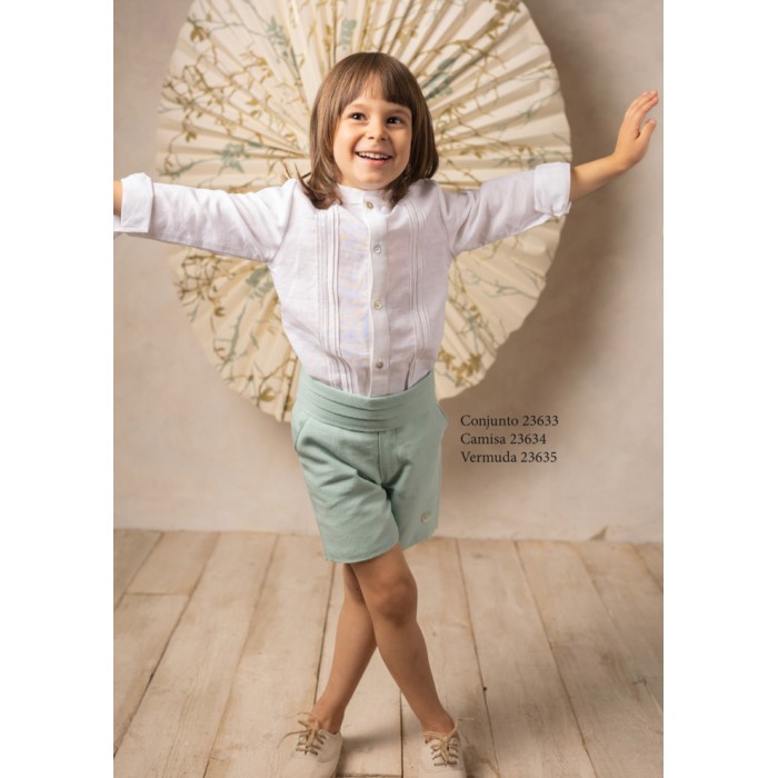 Basmarti Conjunto camisa pantalón niño ceremonia Esmeralda