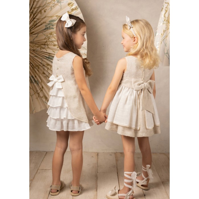 Basmarti vestido beig ceremonia Perla 23691