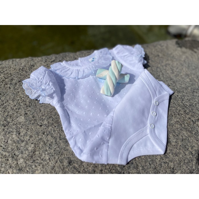 Sardon body plumeti algodón bebé blanco azul 22LA-411A