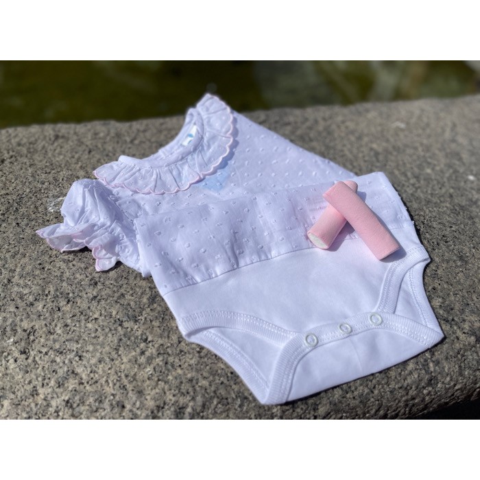 Sardon body plumeti algodón bebé blanco rosa 22LA-411R