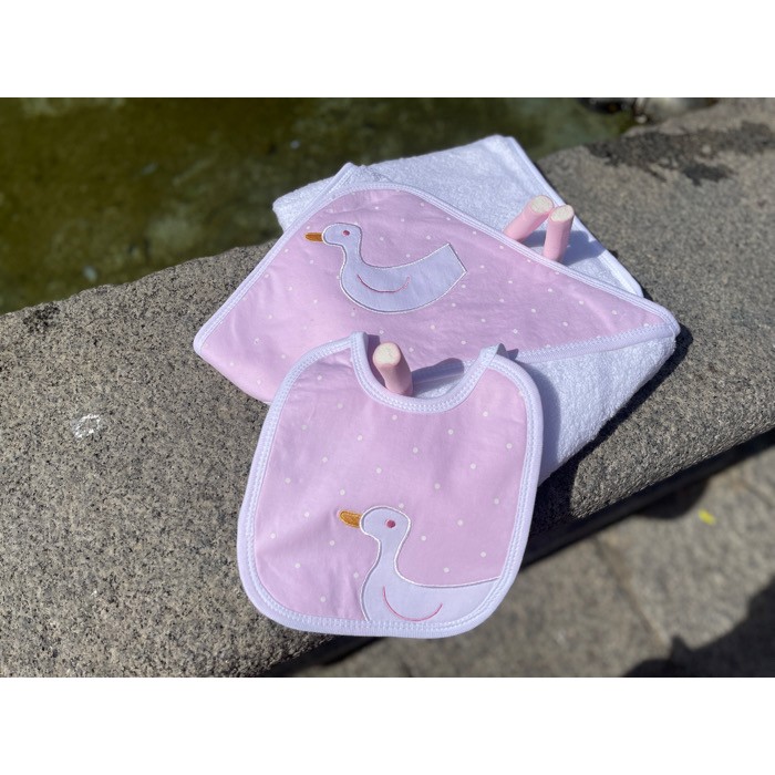 Sardon capa de baño felpa blanca(toalla) bebé rosa pato 22HA-304R