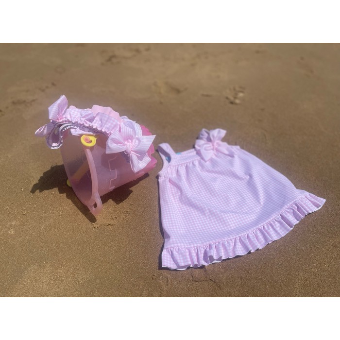 Vestido de baño bebé niña vichy rosa (Sardón) 22AP-902