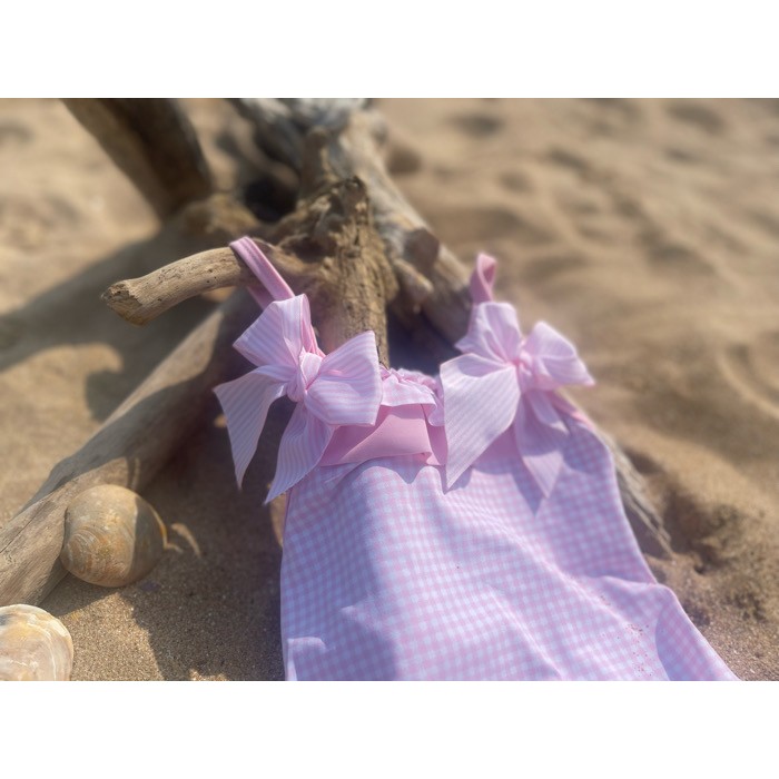 Bañador niña cuadrito vichy rosa 22AP-899A