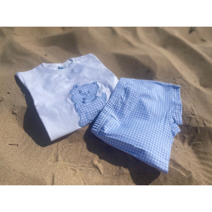 Camiseta bebé niño cuadrito vichy azul (Sardón) 22AP-905
