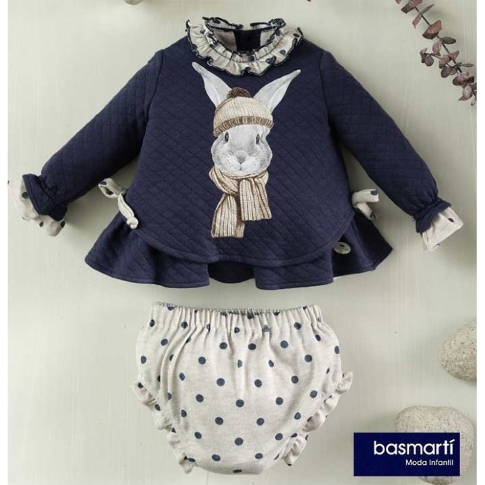 Basmarti invierno conjunto bebé niña conejo azul 23160 colección “Hielo”
