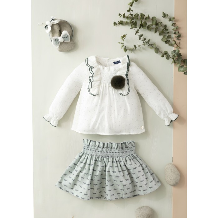 BASMARTI conjunto invierno niña blusa y falda 23192/23193 colección “Bola de nieve”