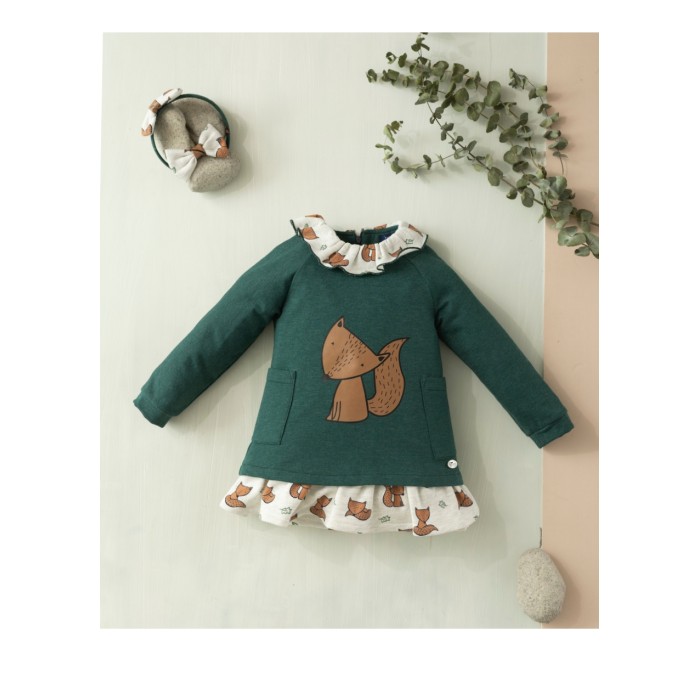 Basmarti invierno vestido niña verde zorrito 23151 “Colección Temporal”