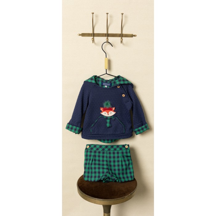 Conjunto bebé niño azul y verde zorro colección Metropolitan 25522 Basmarti