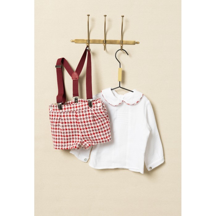 Conjunto bebé niño rojo blusa y pantalón colección El Prado 25502 Basmarti