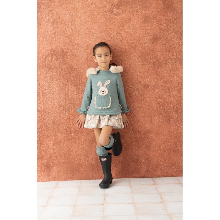 Vestido niña verde agua conejo Uffizi 25710 Basmarti