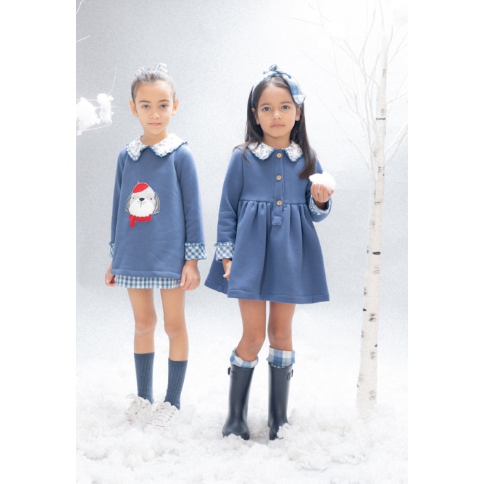 Vestido niña azul perro Pompidou 25610 Basmarti