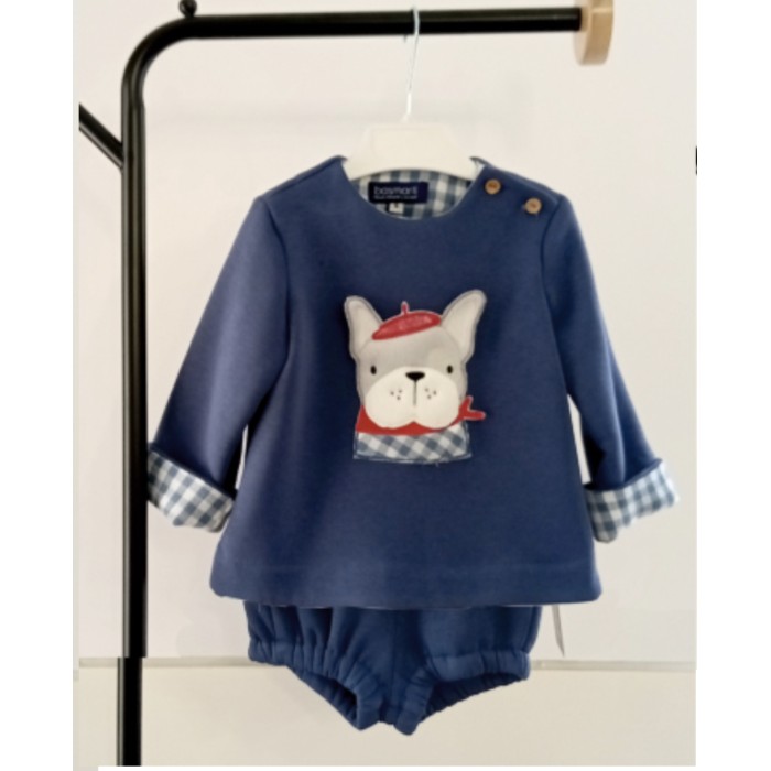 Conjunto bebé niño azul perro Pompidou 25604 Basmarti